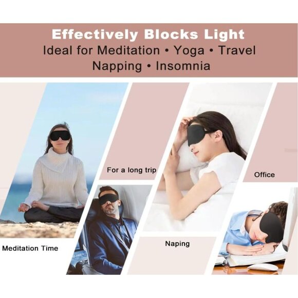 HOLAOS 3D Black Sleep Mask Fits All Head Sizes - Picture 4 of 8